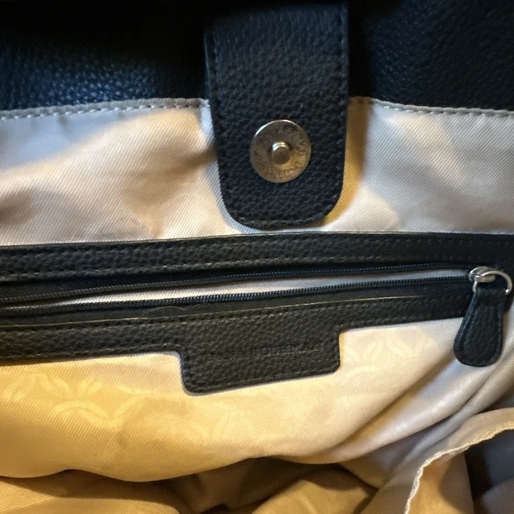 Dana Buchman Black Pebbled Satchel Double Handles Mobwife 2nd A pockets D Ring